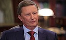 Interview by Chief of Staff of the Presidential Executive Office Sergei Ivanov to Vesti v Subbotu current affairs programme.