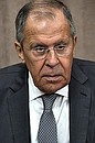 Foreign Minister of Russia Sergei Lavrov before a meeting with permanent members of Security Council.