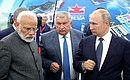 With Prime Minister of India Narendra Modi (left) and Rosneft CEO and Chairman of the Management Board Igor Sechin at the Zvezda Shipyard.