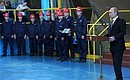 На церемонии закладки атомного подводного крейсера «Князь Владимир» на верфи завода «Севмаш».