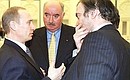 Government commissions discussing the preparation of celebrations to mark the millennium of Kazan in 2005 and the 300th anniversary of St Petersburg in 2003. President Vladimir Putin with the artistic director of St Petersburg\'s Mariinsky Theatre, Valery Gergiyev, right.