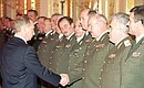 President Putin meeting with senior army officers on the occasion of their promotion.