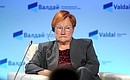 Former President of Finland Tarja Halonen at the Valdai International Discussion Club panel.