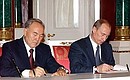 Signing of Russian-Kazakh documents.