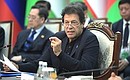 Prime Minister of Pakistan Imran Khan at an expanded meeting of the Shanghai Cooperation Organisation Heads of State Council.
