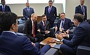 With President of the Republika Srpska, an entity in Bosnia and Herzegovina, Milorad Dodik, Prime Minister of Iraqi Kurdistan Nechirvan Barzani and IAEA Director General Yukiya Amano.