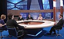 Интервью журналистам российских телевизионных каналов «Первый», «Россия», НТВ, «Дождь» и РЕН ТВ.