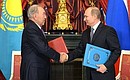 Vladimir Putin and Nursultan Nazarbayev signed an Agreement Between the Russian Federation and the Republic of Kazakhstan on Military Technical Cooperation.