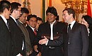 Перед началом российско-боливийских переговоров. С Президентом Боливии Эво Моралесом.