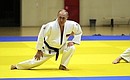 During a judo training session.