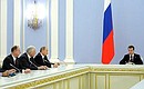At a Security Council meeting. From left to right – Secretary of the Security Council Nikolai Patrushev, State Duma Speaker Boris Gryzlov, Prime Minister Vladimir Putin.