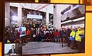 Участники церемонии открытия Большой кольцевой линии Московского метрополитена (в режиме видеоконференции).