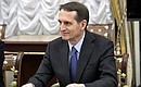 Before a meeting with permanent members of the Security Council. Head of the Foreign Intelligence Service Sergei Naryshkin .