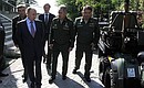 Inspecting military vehicles. From left to right: Chief of the General Staff Valery Gerasimov, Vladimir Putin, Industry and Trade Minister Denis Manturov, Defence Minister Sergei Shoigu, and Chief of the Defence Ministry’s Main Automotive-Armoured Tank Directorate Alexander Shevchenko.