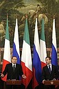 С Председателем Совета министров Италии Сильвио Берлускони на пресс-конференции по итогам переговоров.