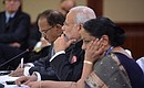 На встрече глав государств и правительств стран БРИКС. Премьер-министр Республики Индии Нарендра Моди (в центре).