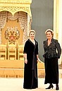 Svetlana Medvedeva and Queen Paola of Belgium before the festival of young classical music performers Rising Stars in the Kremlin.
