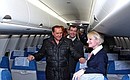 На борту самолёта «Сухой Суперджет-100». С Председателем Совета министров Италии Сильвио Берлускони.