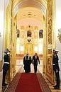 С Патриархом Московским и всея Руси Кириллом на приёме по случаю тысячелетия преставления святого равноапостольного князя Владимира.