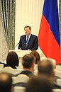 Chief of Staff of the Presidential Executive Office Sergei Ivanov at the presentation of the 2014 President’s Prize in Science and Innovation for Young Scientists.
