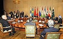 At Shanghai Cooperation Organisation Council of Heads of State meeting in restricted format attended by heads of SCO observer countries. 