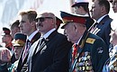 Президент Белоруссии Александр Лукашенко на военном параде в ознаменование 75-й годовщины Победы в Великой Отечественной войне.