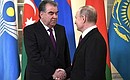 Before the informal CIS summit. With President of Tajikistan Emomali Rahmon.