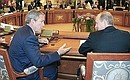 With U.S. President George W. Bush at a work session for G8 heads of state and government and leaders and heads of international organisations invited to the summit.
