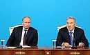 Press statements following Russia-Kazakhstan Interregional Cooperation Forum. With President of Kazakhstan Nursultan Nazarbayev.