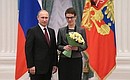 С лауреатом премии Президента в области науки и инноваций для молодых учёных за 2013 год Натальей Бауровой.