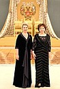 Svetlana Medvedeva and First Lady of Slovenia Barbara Miklic Turk before the festival of young classical music performers Rising Stars in the Kremlin.