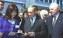 At the Oryol State Agricultural University. Vladimir Putin and Yegor Stroyev, governor of the Oryol Region, meeting students.