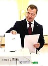 Dmitry Medvedev voted in the Russian presidential election.