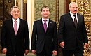С Президентом Казахстана Нурсултаном Назарбаевым (слева) и Президентом Республики Беларусь Александром Лукашенко.