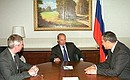 President Putin meeting with Anatoly Kvashnin, Chief of the General Staff of the Armed Forces, and Viktor Komogorov, Deputy Director of the Federal Security Service.