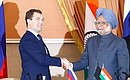 The ceremony of signing Russian-Indian agreements. With Prime Minister of India Manmohan Singh.