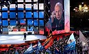 Vladimir Putin addressed rally on Manezhnaya Square in Moscow.