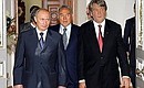 Meeting of the heads of member countries of the Common Economic Space. With Kazakhstan President Nursultan Nazarbaev (in the center) and Ukranian President Viktor Yushchenko (right).