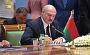 President of Belarus Alexander Lukashenko during the signing of final documents at a meeting of the CIS Heads of State Council.