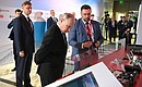 Vladimir Putin visited an exhibition of Russian quantum technology achievements by Rosatom and Russian Railways on the sidelines of the Future Technologies Forum at the International Trade Centre.