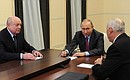 Meeting with Mikhail Fradkov, left, and Sergei Chemezov.
