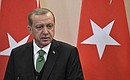 Президент Турции Реджеп Тайип Эрдоган. Пресс-конференция по итогам российско-турецких переговоров.
