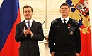 Ceremony awarding state decorations. Valery Kruze, deputy director of Russian Emergency Situations Ministry Moscow Region Federal State Unitary Aviation Enterprise, was awarded the Order for Services to the Fatherland, IV degree.