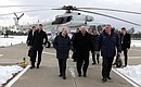 Arriving at Vostochny Cosmodrome. With President of the Republic of Belarus Alexander Lukashenko and General Director of Roscosmos State Corporation Dmitry Rogozin.