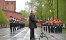 Выступление на церемонии возложения цветов к Могиле Неизвестного Солдата в Александровском саду.