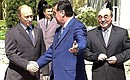 President Putin with Tajik President Emomali Rakhmonov and Kyrgyz President Askar Akayev before an expanded meeting of the Collective Security Council.