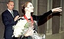 President Putin wishing famous Russian ballet dancer Maya Plisetskaya a happy birthday and presenting her with the Order for Services to the Fatherland of the 2nd Class.