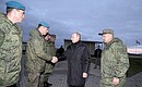 Visit to military training ground in Ryazan Region. With Defence Minister Sergei Shoigu (right).