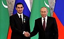 Vladimir Putin presented the Order of Friendship to President of Turkmenistan Serdar Berdimuhamedov.