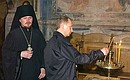 В соборе Успения Пресвятой Богородицы Тихвинского Богородичного Успенского мужского монастыря.